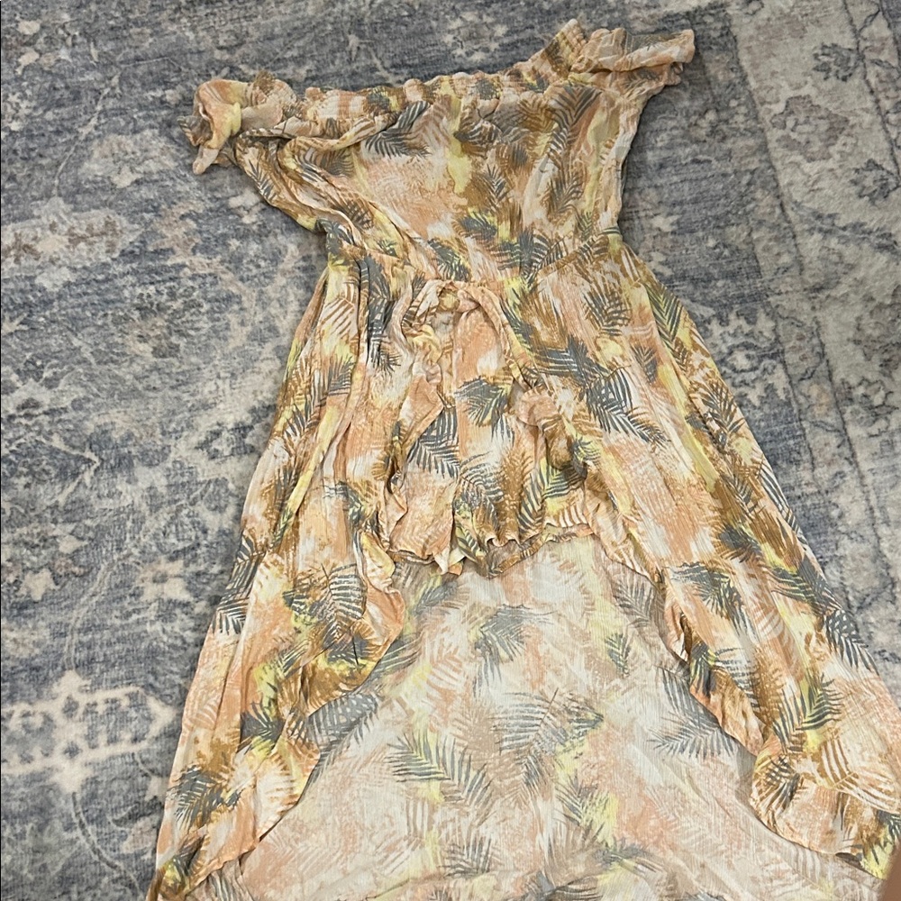 Art Class High Low Dress in Cream and Tan
